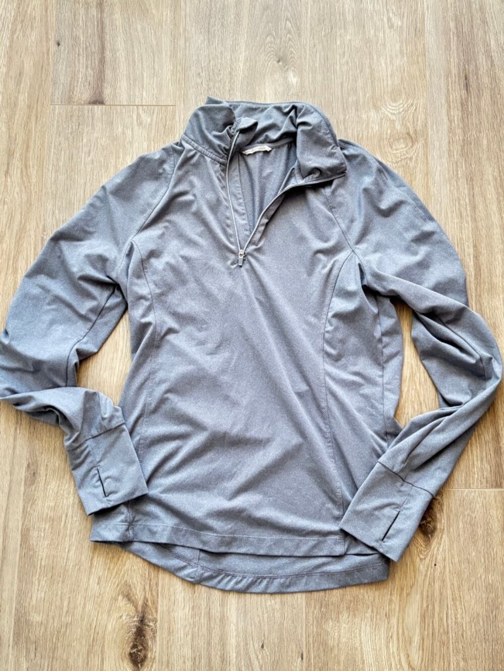 Grey Athletic Quarter-Zip Pullover - Mock Neck Long Sleeve Sport Top